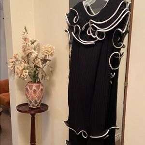 Elegant Black Dress with White Accents